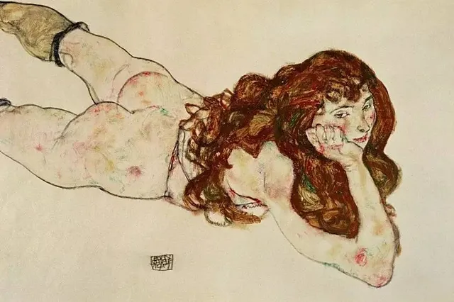 Dibujo a línea de una mujer tumbada
