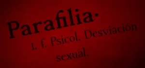 La palabra parafilia sobre fondo rojo